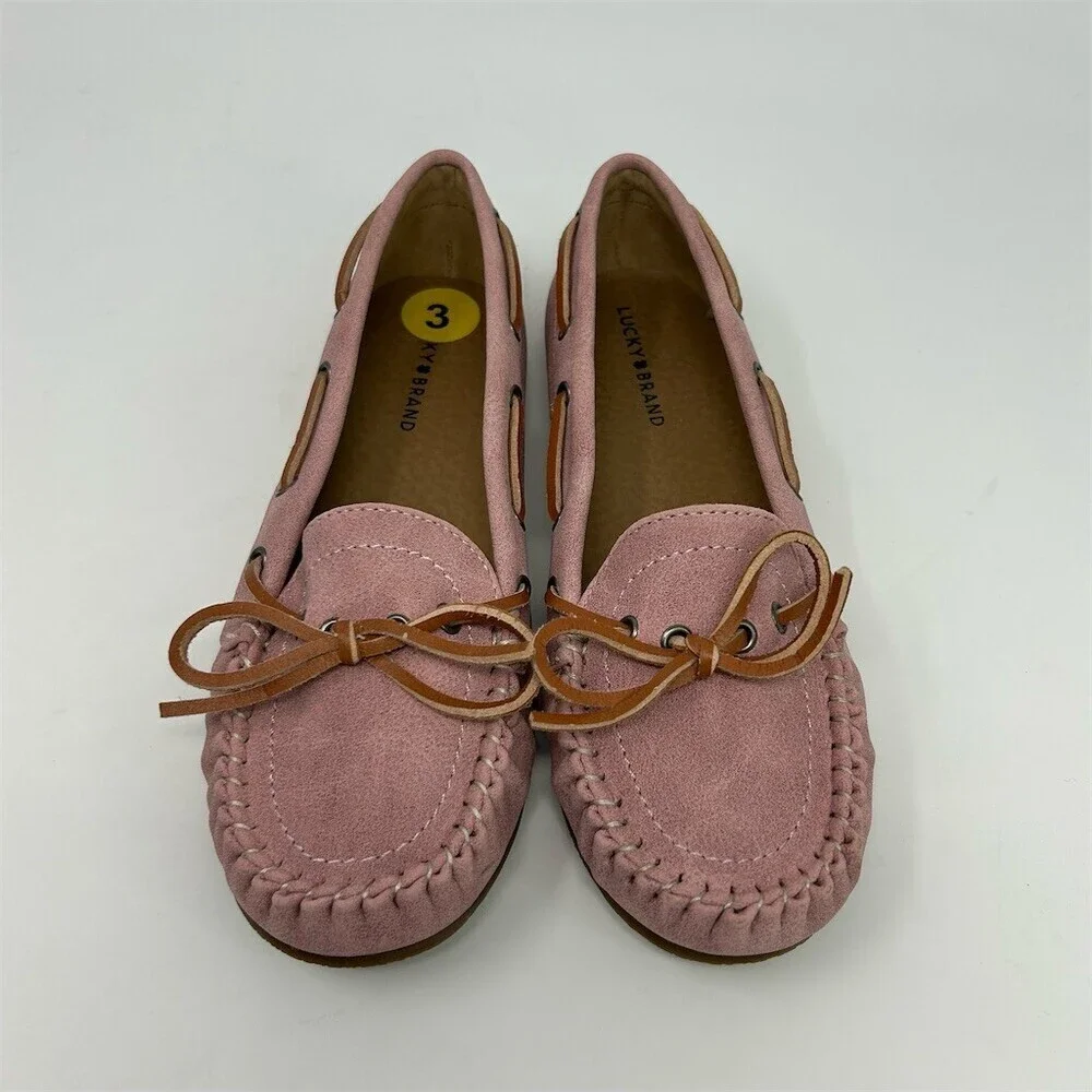 Lucky Brand Girls Moccasin Loafer Flats Pink Blush Slip On Bow Size 3M
